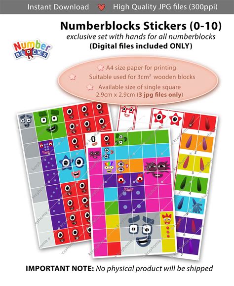 Numberblocks Faces 0 10 And Hands 29cm A4 Stickers Printing Etsy Canada