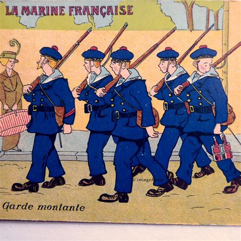 Postcard First World War1914 18 The French Navy Navy Rising Guard