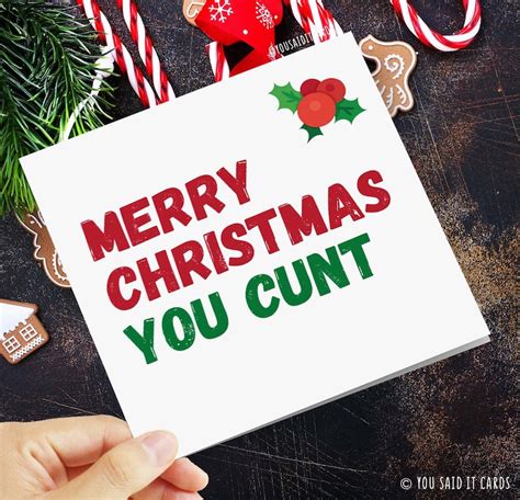 merry christmas you cunt rude funny card swearing cards etsy