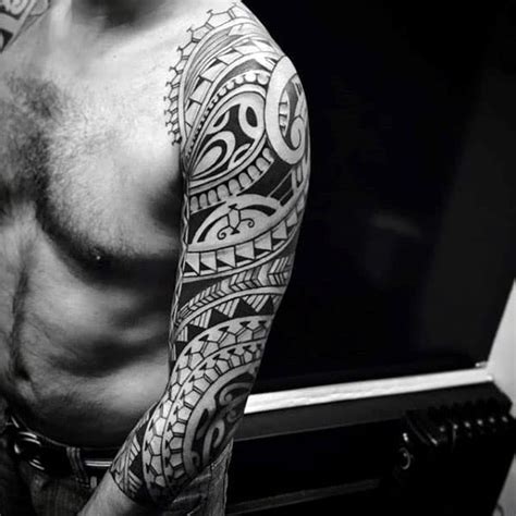 40 Polynesian Sleeve Tattoo Designs For Men Tribal Ink Ideas