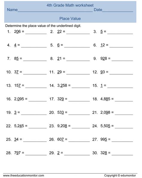 5th Grade Math Worksheets Place Value Printable Worksheets Math