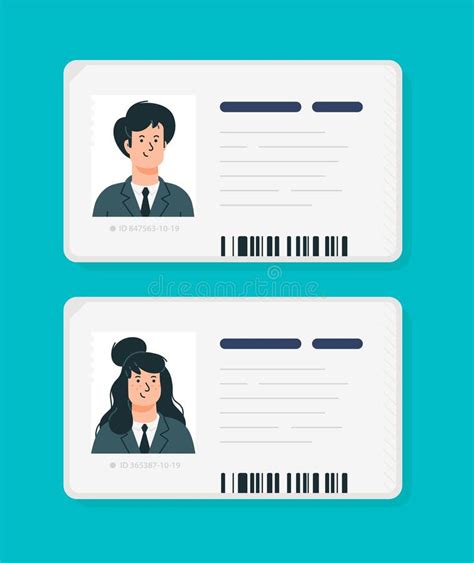 Plastic Identification Cards Of A Woman And A Man Vector Car Driver