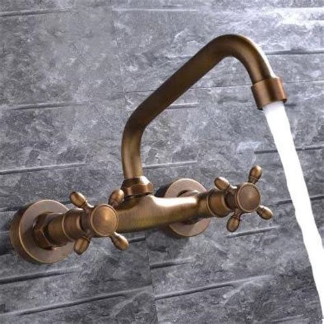 Antique brass kitchen tap with washer, cheap kitchen tap brass. Antique Brass FInished Wall Mounted Mixer Kitchen Tap ...