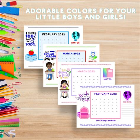 Back To School Calendar Printable For Kids Year 2021 2022 Etsy