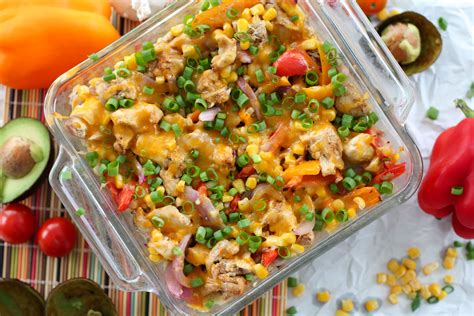 You put the uncooked rice and onion, broth, and cream of mushroom soup into a casserole dish and then top with the chicken thighs. Healthy Chicken Fajita Casserole {paleo, keto-friendly ...