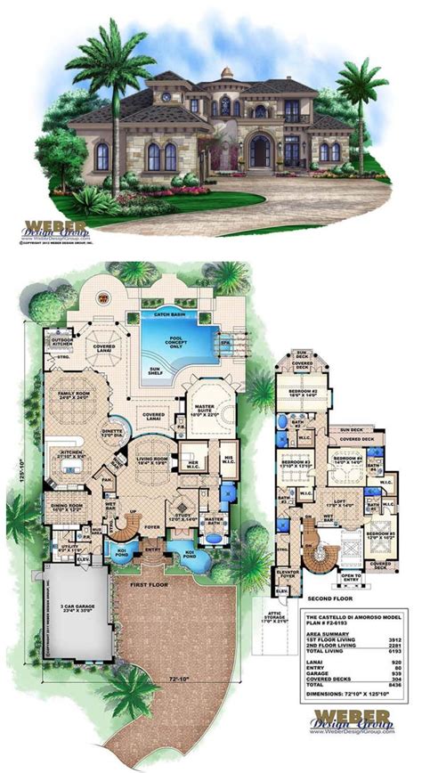 F2 6193 Castello Di Amoroso 2 Story Waterfront House Plan With 6193