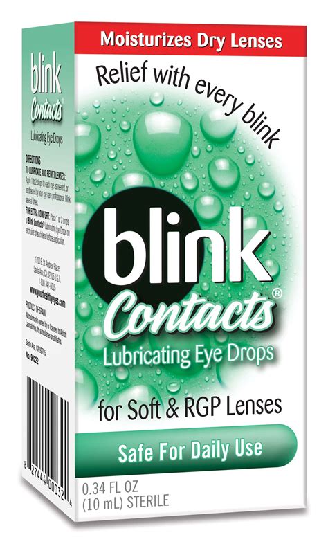 Blink Contacts Lubricating Eye Drops For Soft And Rgp Lenses 034 Fl Oz