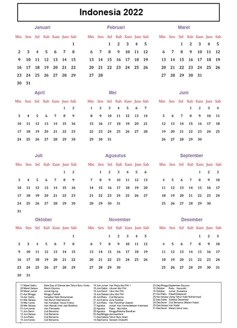 Indonesia 2022 Calendar Calendar Dream
