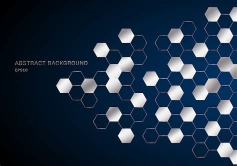 Premium Vector Abstract Geometric Hexagons Pattern Blue Background