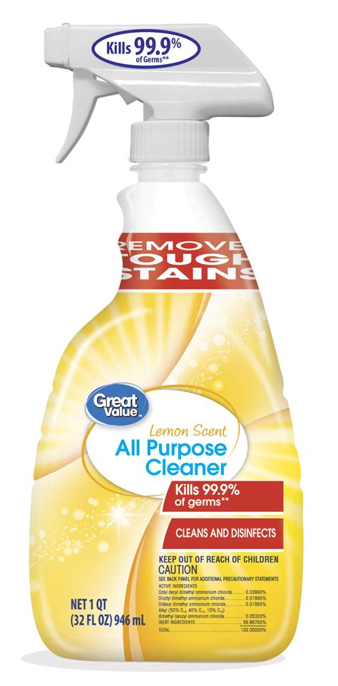 This is another product comparison, lysol vs. Great Value All Purpose Cleaner, Lemon Scent, 32 fl oz ...