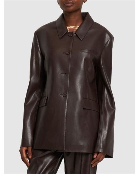 Nanushka Hadasa Faux Leather Jacket In Brown Lyst
