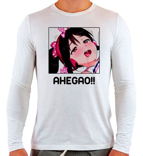 Camiseta Anime Hentai Ahegao Face V2 Manga Longa Branco Parcelamento