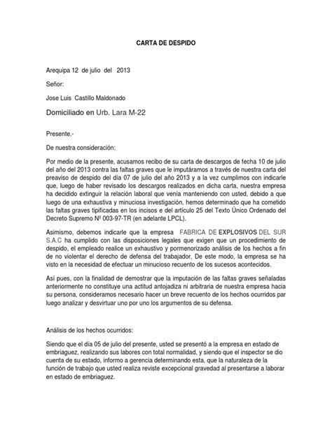 Carta De Despido Segun La Nueva Reforma Laboral Sample Web E Images