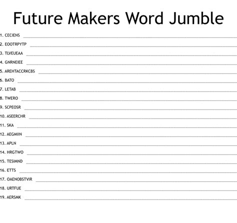 Future Makers Word Jumble Word Scramble Wordmint
