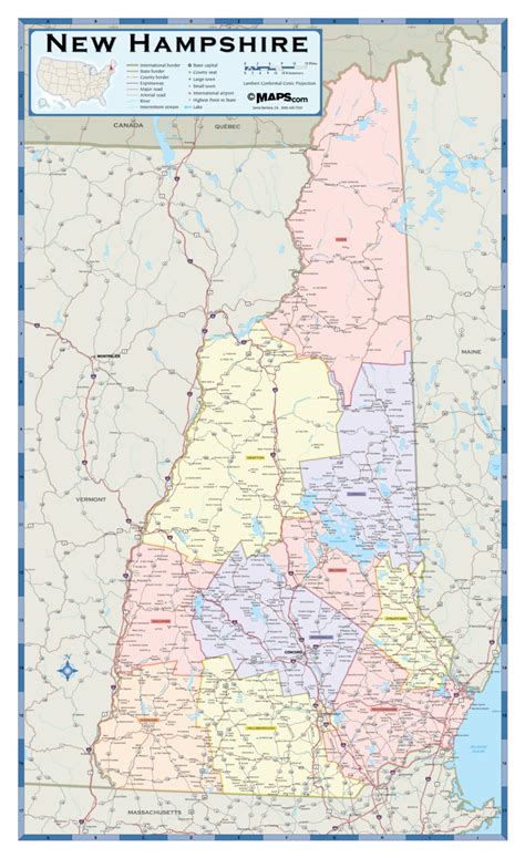 New Hampshire Counties Wall Map