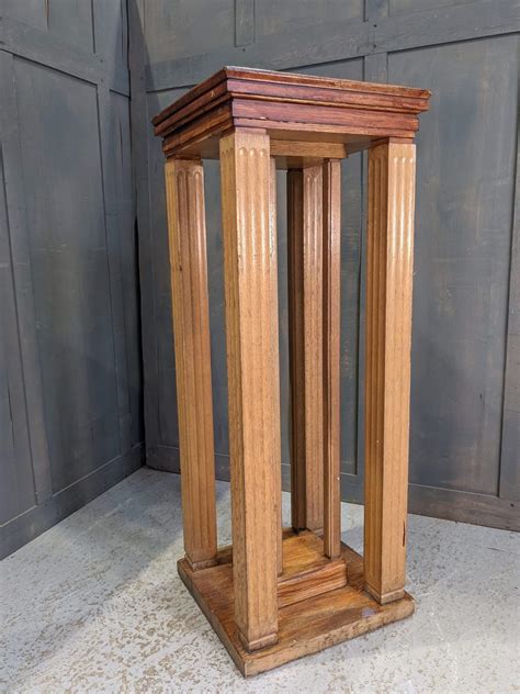 Monumental Vintage Solid Oak Church Statueplant Stand Sold Antique