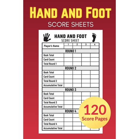 Hand And Foot Score Sheets 120 Score Pages Perfect Scorebook For Hand