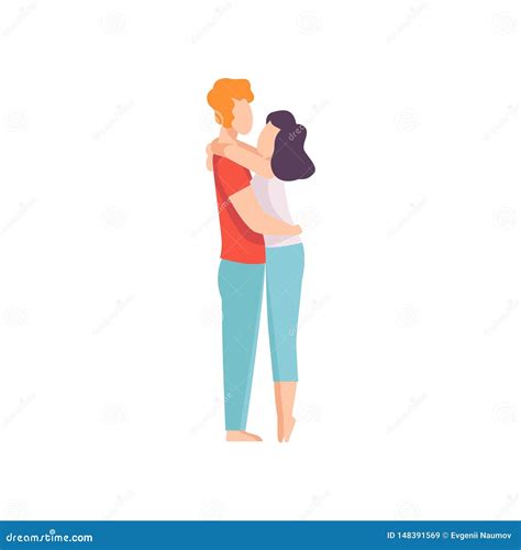 Happy Couple Hugging Each Other Romantic Couple In Love Vector Illustration Stock Vector
