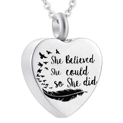 Wholesale Urn Necklace For Ashes Engraved Message She Believed She
