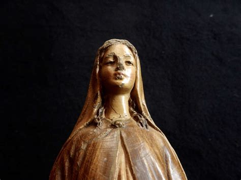 Antique Blessed Virgin Mary Standing On Snake Freestanding