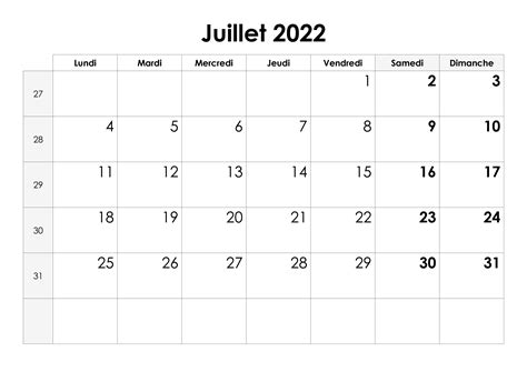 Calendrier Juillet 2022 Calendriersu