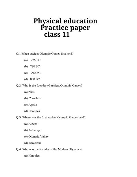 Solution Physical Education Class11 Sample Paper Studypool
