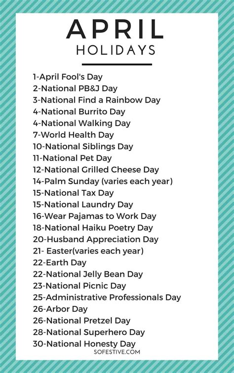 April Holidays And Fun Ways To Celebrate The Unique Ones So Festive