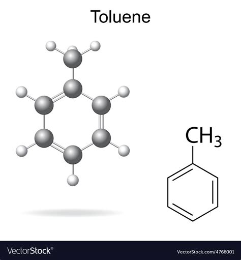 Chemical Formula And Model Of Toluene Royalty Free Vector