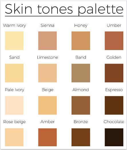 Natural Skin Tones Colors For Skin Tone Skin Color Palette Skin