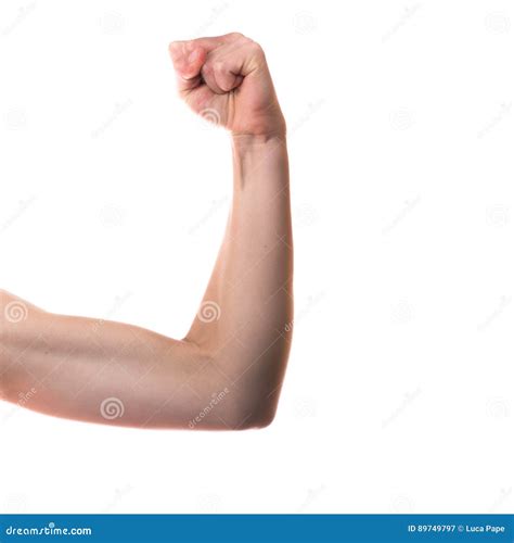 Tennage Girl Flexing Biceps Isolated On White Stock Image Image Of
