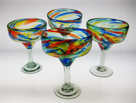 Mexican Glass Margarita Confetti Swirl 4 Kitchen And Dining Mexican Glass Glass