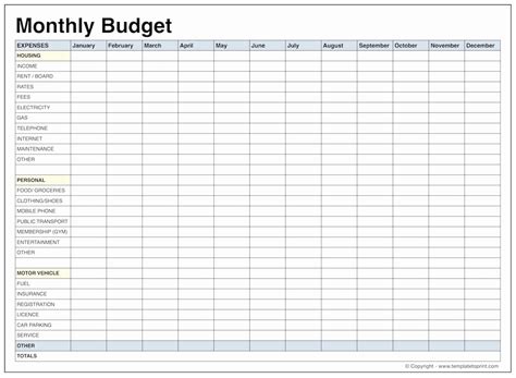 Monthly Budget Template Free Printable Template Business Psd Excel