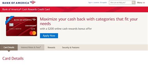 Unsurprisingly, it has quite a lineup of credit cards which includes 21 for personal use and 11 for small businesses. Bank of America Cash Reward Credit Card $200 Cash Rewards Bonus + Up To 3% Cashback