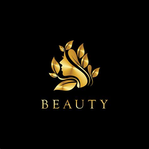 Natural Beautiful Womans Face Flower Logo With Gold Gradient Design