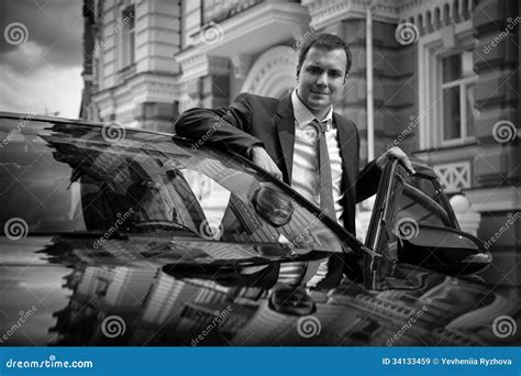 Businessman Standing Near Car Stock Image Image Of Night Expensive