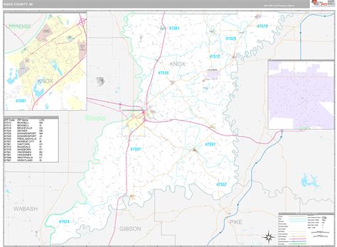 Knox County, IN Wall Map Premium Style by MarketMAPS