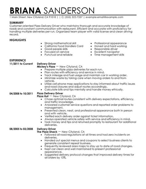 Also learn about common resume mistakes to avoid. Pizza Delivery Drivers Resume Examples {Created by Pros ...