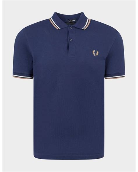 Fred Perry Cotton Twin Tipped Polo Shirt Multi In Bluewhite Blue For