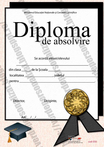 Verde Personalizat Diploma Scolara Model S056
