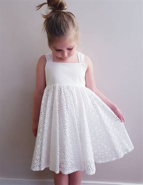 Little Girl White Party Dress Cotton Eyelet Dress Boho Baby Etsy