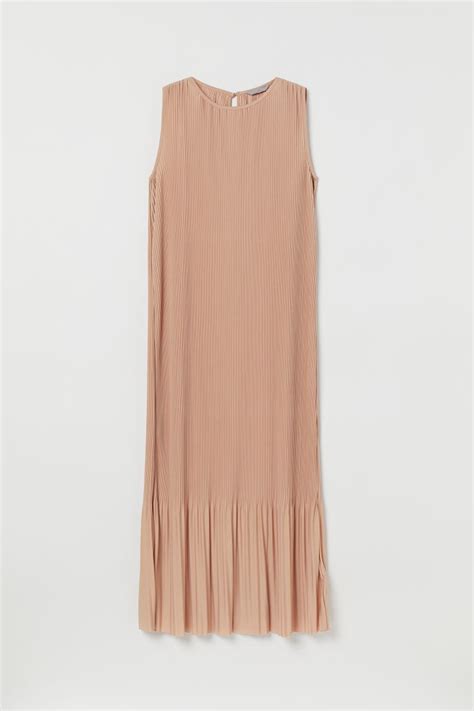 Pleated Maxi Dress Beige Ladies Handm My