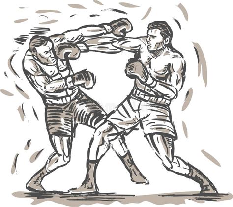 Drawing Of Two Boxers Punching Stock Illustration Illustration Of