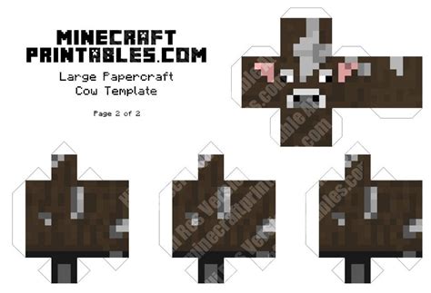 Cow Printable Minecraft Cow Papercraft Template