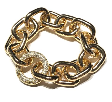 Big Bold Gold Link Bracelet Real K Gold Plated Chunky Etsy