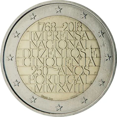 Portugal 2 Euro Coin 250th Anniversary Of The National Printing