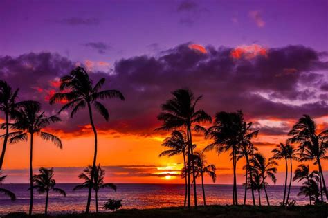 Beautiful Sunset In Maui Beach Hawaii Sunsets Hawaii Beautiful