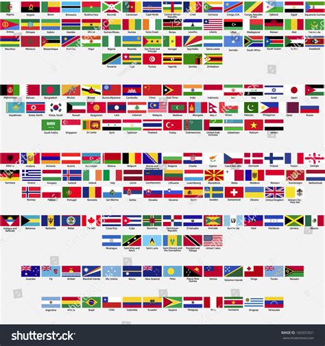 Flags World All Sovereign States Recognized Stock Vector 160331021