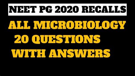 Neet Pg 2020 All Microbiology Questions With Answers Youtube