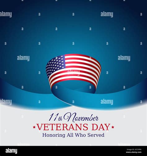Happy Veterans Day Banner Us National Day November 11 Waving American