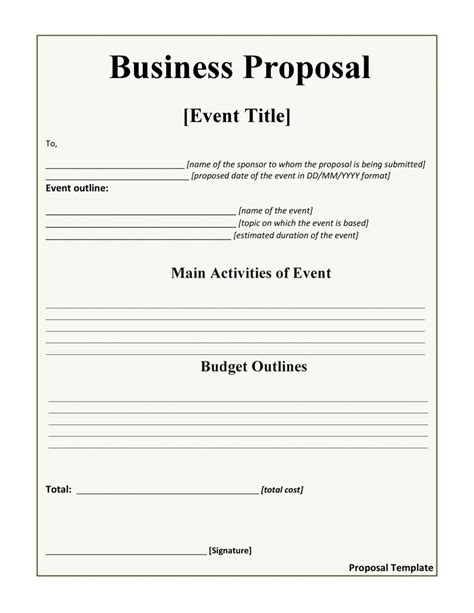 Printable Business Proposal Templates Proposal Letter Samples